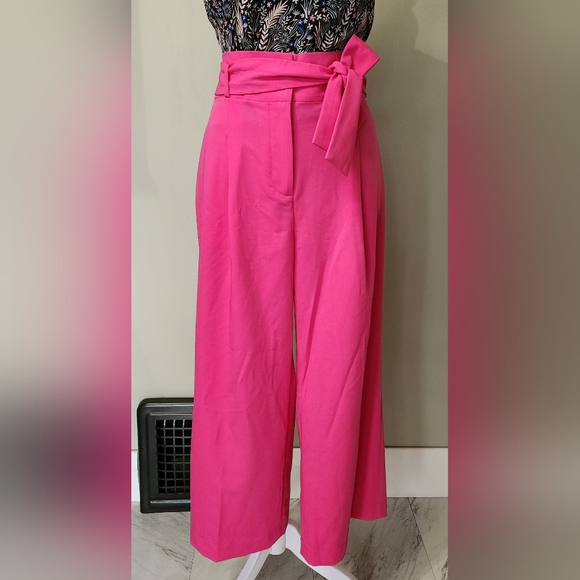 Ann Taylor Pink Wide-Leg High Rise Crop Ankle Pants 4 Petite - Picture 4 of 14